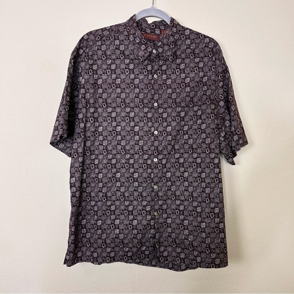 Mens TORI RICHARD Aloha Brown Geo. Hawaii Button-Up Shirt Cotton
Lawn Sz L